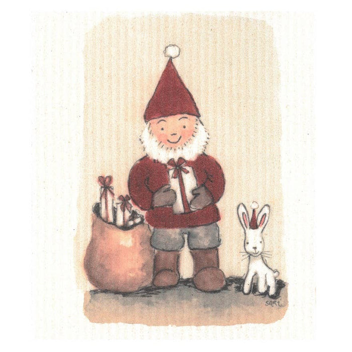 Diskduk med julnisse och kanin