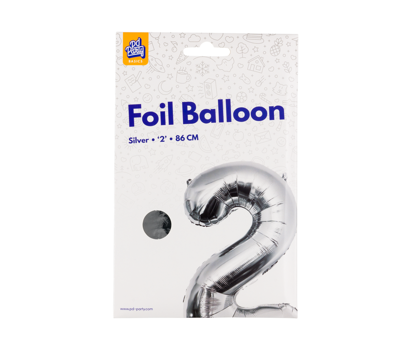 Folieballong 86 cm. - No.2 Silver