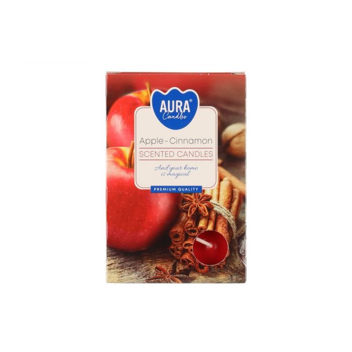 Aura Tuoksulämpökynttilä Apple-cinnamon 6 kpl
