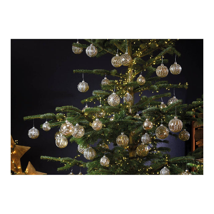 Julgranskula Glitter i glas, 4-pack, Silver Ø6cm