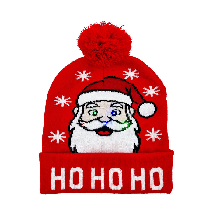 Blinkande mössa - Röd med tomte