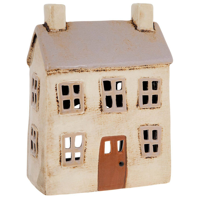 Village Pottery Ljuslykta i ljust grått hus, stor