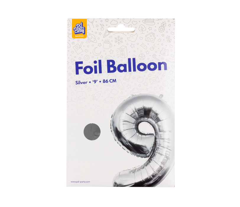 Folieballong 86 cm. - No.9 Silver