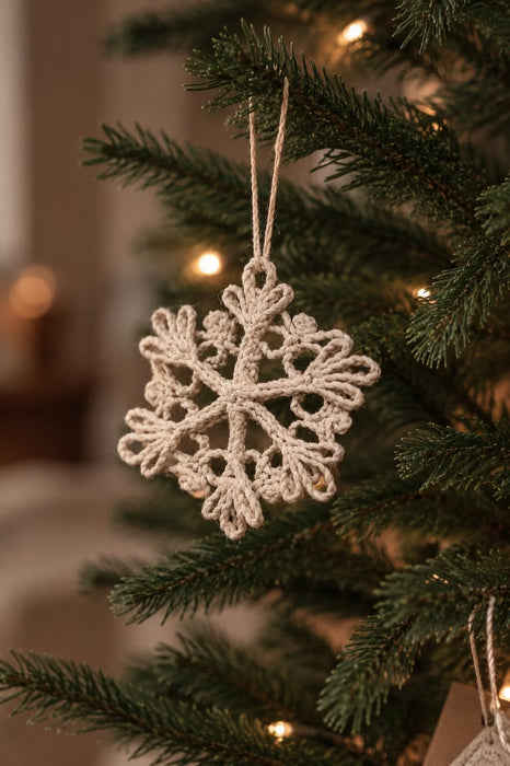Hänge Snöflinga Tindra Jute Offwhite